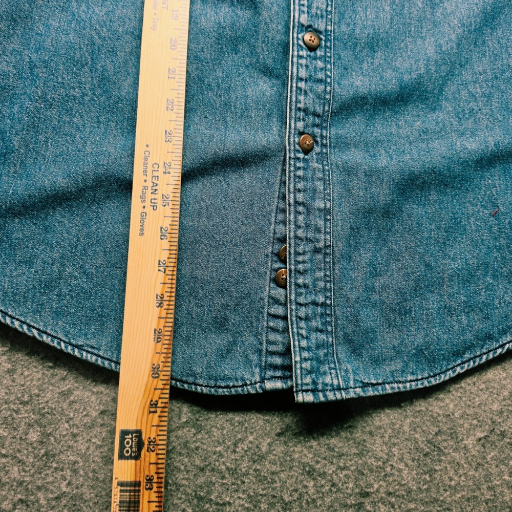 Eddie Bauer Made in USA VTG  Men Blue Denim Flannel Lined Button Down Shirt XL - Picture 10 of 15